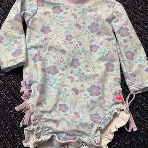 RuffleButts Floral Rash Guard Swimsuit | Baby Girl 6–12 Months